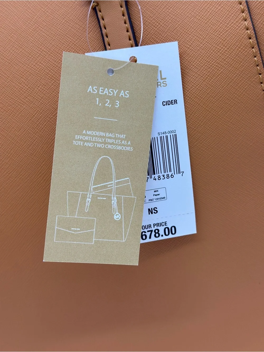 Michael Kors Mustard Tan Saffiano Leather Tote with Matching Wallet Trio